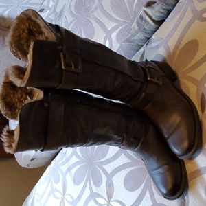 Brown knee high boots